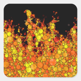 Koel zwart vuur vlammen vierkante sticker