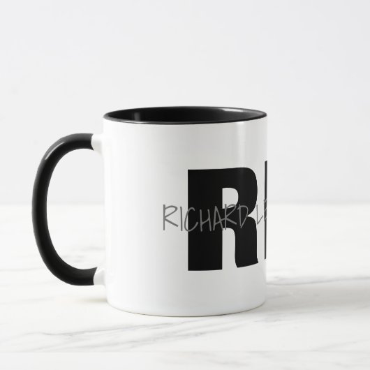 Koel zwart wit monogram mok ( naam + initialen ) (Links)
