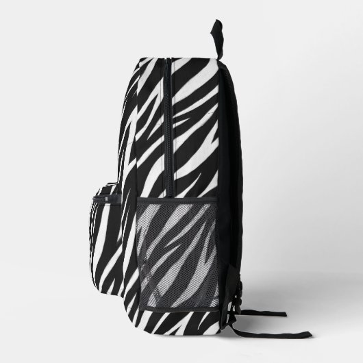 Koel Zwart-wit Patroon Zebra Print Monogram Bedrukte Rugzak (Rechts)