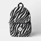 Koel Zwart-wit Patroon Zebra Print Monogram Bedrukte Rugzak (Voorkant)
