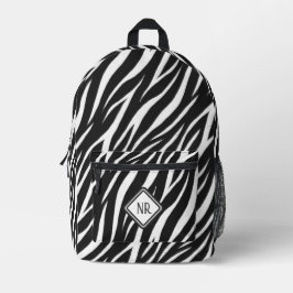 Koel Zwart-wit Patroon Zebra Print Monogram Bedrukte Rugzak