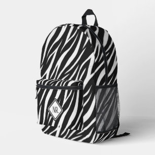 Koel Zwart-wit Patroon Zebra Print Monogram Bedrukte Rugzak