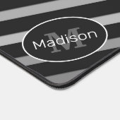 Koel zwart wit retro strepen geometrisch Monogram Bureaumat (Hoek)