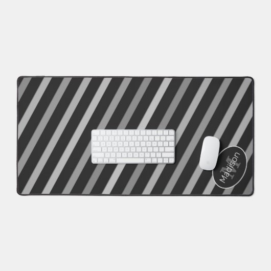 Koel zwart wit retro strepen geometrisch Monogram Bureaumat (Keyboard & Muis)
