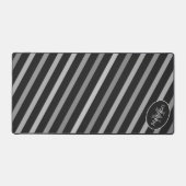 Koel zwart wit retro strepen geometrisch Monogram Bureaumat (Voorkant)