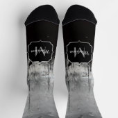 Koel zwart-wit water druppels abstract Monogram Sokken (Top)