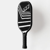 Koel zwart, witte lijnen, aangepast monogram pickleball paddle (Links)