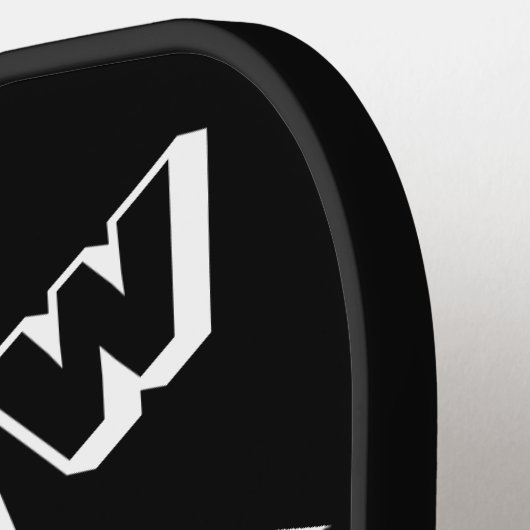 Koel zwart, witte lijnen, aangepast monogram pickleball paddle (Links Detail)