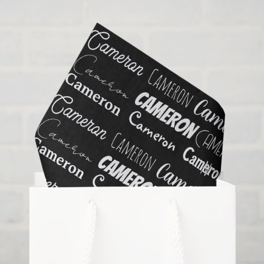 Koel zwart witte verjaardag gepersonaliseerde naam tissuepapier (Cadeauzakje)