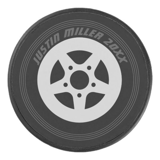 Koel zwarte autoband en velg aangepaste ijshockeyp hockey puck (Voorkant)