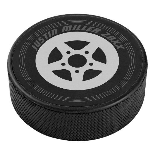 Koel zwarte autoband en velg aangepaste ijshockeyp hockey puck (3/4)
