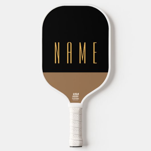 Koel zwarte driekwart tekstonderkant Mocha Accent Pickleball Paddle (Voorkant)