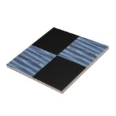 Koel zwarte en blauwe vierkantjes tegeltje (Zijkant)