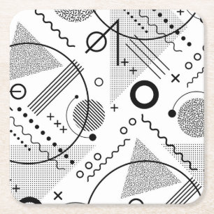 Koel zwarte en witte geometrische vormen en lijnen kartonnen onderzetters