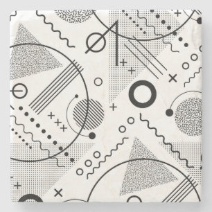 Koel zwarte en witte geometrische vormen en lijnen stenen onderzetter