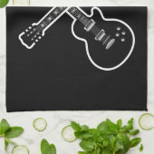 Koel zwarte en witte gitaren theedoek (Gevouwen)