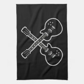 Koel zwarte en witte gitaren theedoek (Verticaal)