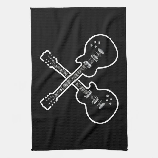 Koel zwarte en witte gitaren theedoek (Verticaal)