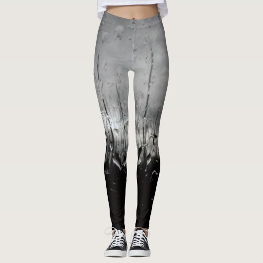 Koel zwarte en witte waterdruppels leggings (Voorkant)