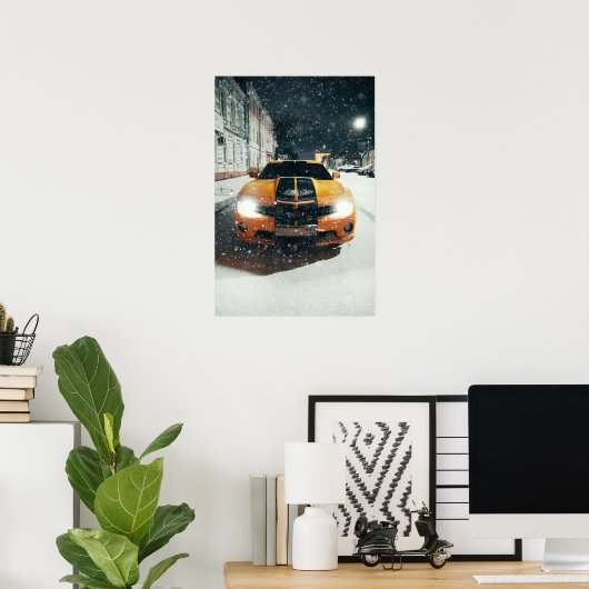Koel zwarte gele sportauto poster (Thuiskantoor)