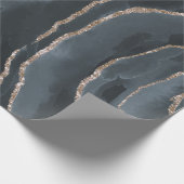 Koel zwarte gouden marmertextuur cadeaupapier (Hoek)