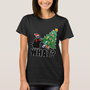 Koel zwarte kat wat kerstmis overspoelt t-shirt
