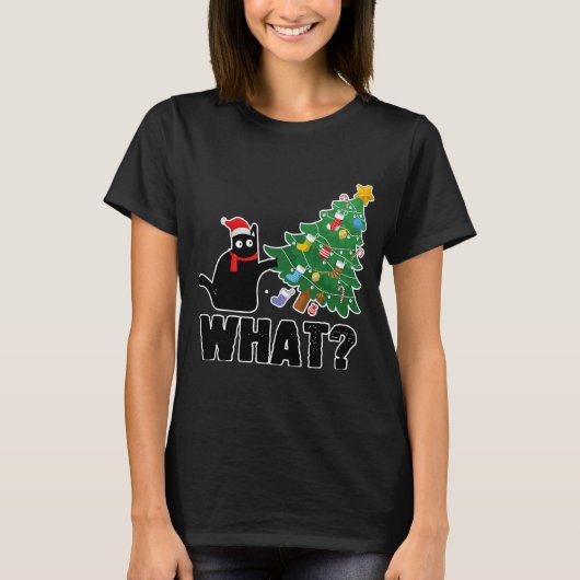 Koel zwarte kat wat kerstmis overspoelt t-shirt (Voorkant)