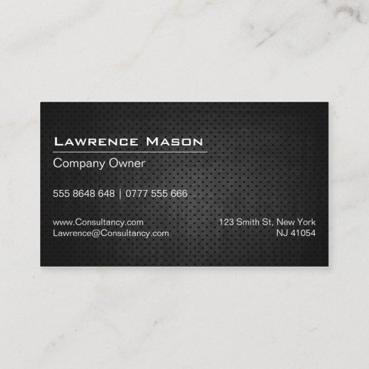 Koel zwarte, moderne professionele Visitekaartjes (Achterkant)