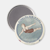 Koel zwembriem duikt op Stempel Retro magnet (Voorkant / Achterkant)