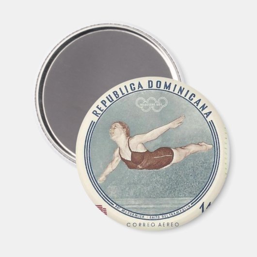Koel zwembriem duikt op Stempel Retro magnet (Voorkant / Achterkant)