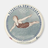 Koel zwembriem duikt op Stempel Retro magnet (Voorkant)
