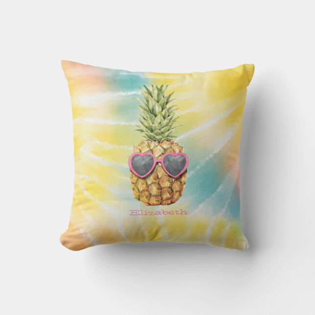 Koelanananas, Waterverf regenboogkleurige kleursto Kussen (Voorkant)