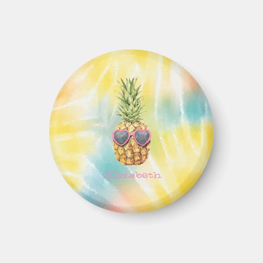 Koelanananas, Waterverf regenboogkleurige kleursto Magneet (Voorkant)