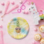 Koelanananas, Waterverf regenboogkleurige kleursto Papieren Bordje (Feest)