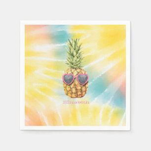Koelanananas, Waterverf regenboogkleurige kleursto Servet
