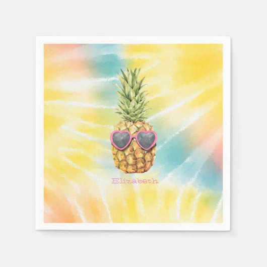 Koelanananas, Waterverf regenboogkleurige kleursto Servet (Voorkant)