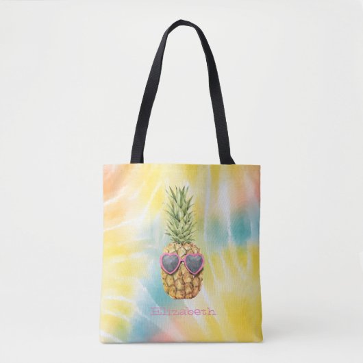 Koelanananas, Waterverf regenboogkleurige kleursto Tote Bag (Voorkant)