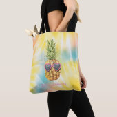 Koelanananas, Waterverf regenboogkleurige kleursto Tote Bag (Dichtbij)