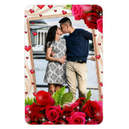 Koelapparaat Magnet Couple Photo Red Hearts Rozen Magneet