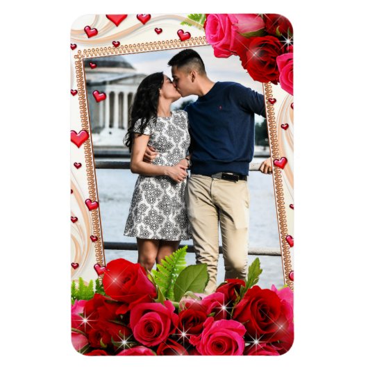 Koelapparaat Magnet Couple Photo Red Hearts Rozen Magneet (Verticaal)
