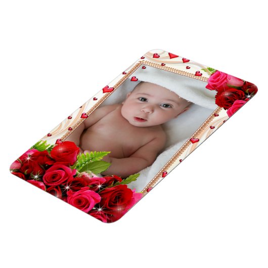 Koelapparaat Magnet Uw Foto Rood Harten Rozen Magneet (Linkerzijde)