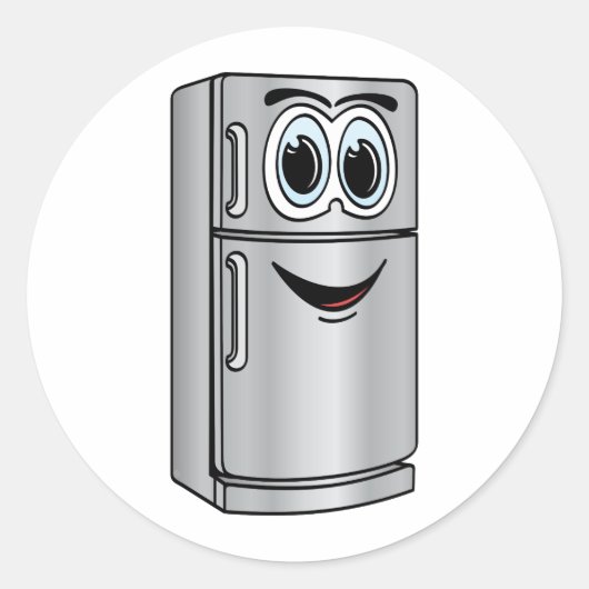 Koelapparaat voor roestvrij staal, Cartoon Ronde Sticker (Voorkant)