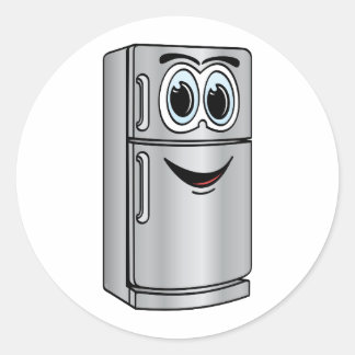 Koelapparaat voor roestvrij staal, Cartoon Ronde Sticker