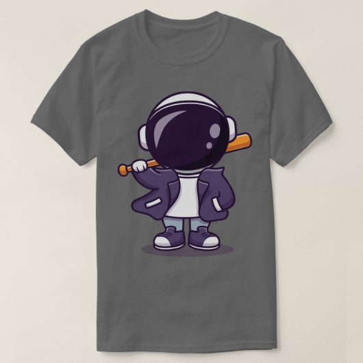 Koelastronaut met honkbalbat en jasjeskool t-shirt (Design voorkant)