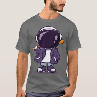 Koelastronaut met honkbalbat en jasjeskool t-shirt