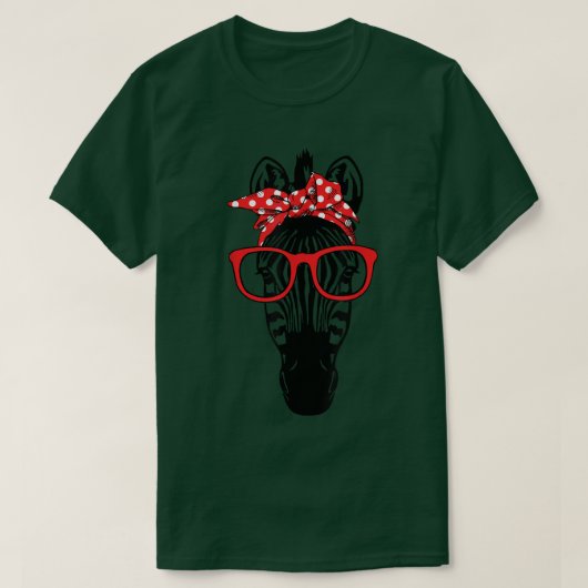 Koelberg Zebra met Bandana Headband en Glas T-shirt (Design voorkant)