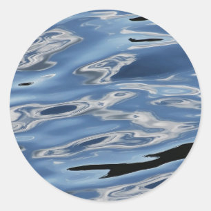 Koelblauw waterpatroon ronde sticker