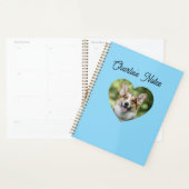 Koelblauwe gepersonaliseerde huisdierhond hartvorm planner (Display)