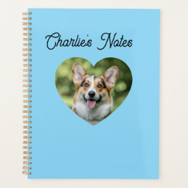 Koelblauwe gepersonaliseerde huisdierhond hartvorm planner