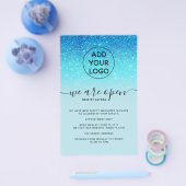 Koelblauwe glitterprijzen logo We zijn open Flyer (Enkel)